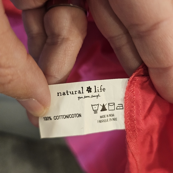 Natural Life Coral Button-Up Blouse - Picture 3 of 6